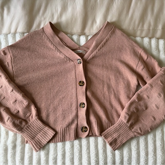 moon & madison Sweaters - Moon and Maddison Blush Pink Cropped Knit Cardigan Sweater